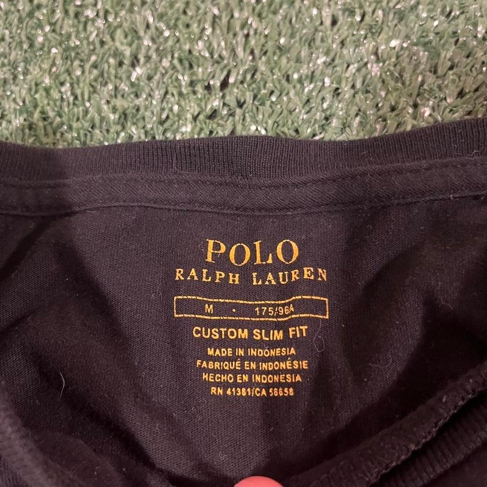 Polo Ralph Lauren Black Long Sleeve Shirt Mens Medium Custom Slim Fit 0197 - Picture 5 of 6